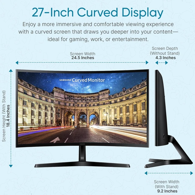 Alt view image 5 of 7 - S36GD 27" Curved Monitor LCD FHD, 16:9, 1920x1080, HDMI, VGA, VESA, Eye Saver & Flicker-Free Tech Boomph's Comprehensive Ultimate Performance Cloth Solution for Your Workspace