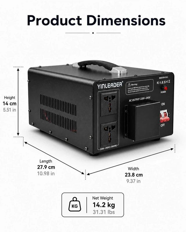 Alt view image 7 of 7 - 6000W PRO Step Up Transformer, Hardwire Connection Only AC 110-120V to 220-240V High Capacity Voltage Converter, Circuit Breaker Safe Protection for EV Charging(excludes Cable)