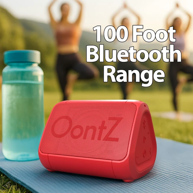 Alt view image 3 of 7 - OontZ Angle Solo Compact Bluetooth Speaker, 14-Hour Playtime, Red Compact 5W Bluetooth speaker with clear sound, 100-ft range, IPX5, mic, AUX Input and USB-C Charging Cable