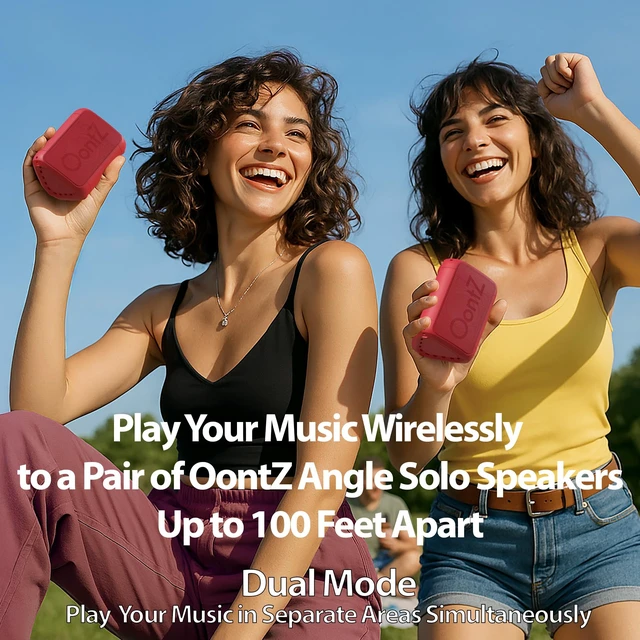 Alt view image 6 of 7 - OontZ Angle Solo Compact Bluetooth Speaker, 14-Hour Playtime, Red Compact 5W Bluetooth speaker with clear sound, 100-ft range, IPX5, mic, AUX Input and USB-C Charging Cable