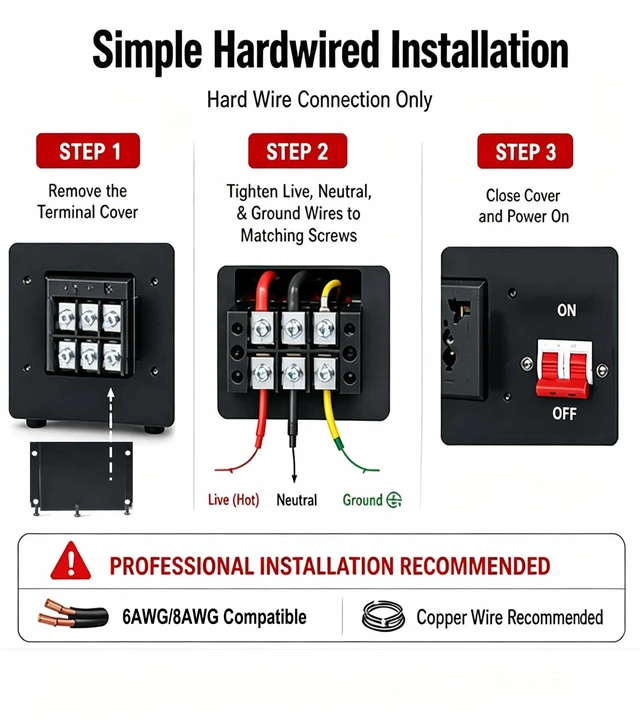 Alt view image 5 of 7 - 6000W PRO Step Up Transformer, Hardwire Connection Only AC 110-120V to 220-240V High Capacity Voltage Converter, Circuit Breaker Safe Protection for EV Charging(excludes Cable)