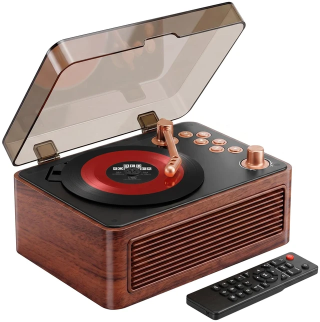 Main image of CD Player for Home Retro, Bluetooth 5.4, Hi-Fi Speaker,FM Radio Portable wood CD music player 3600mAh rechargeable battery, room decor,vintage nostalgic record-style,gift for music lovers