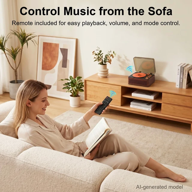 Alt view image 7 of 7 - CD Player for Home Retro, Bluetooth 5.4, Hi-Fi Speaker,FM Radio Portable wood CD music player 3600mAh rechargeable battery, room decor,vintage nostalgic record-style,gift for music lovers