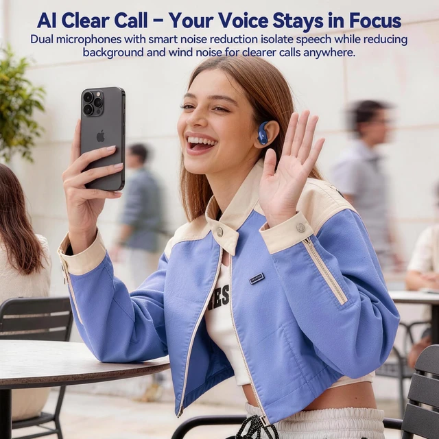 Alt view image 4 of 7 - Active Noise Cancelling Ear Buds Wireless Bluetooth Headphones 80H Playtime Display Charging Case 50dB ANC Over Ear Hooks Earbuds with Hi-Res Sound & Clear Calls for Sports Running Gym Workout Blue