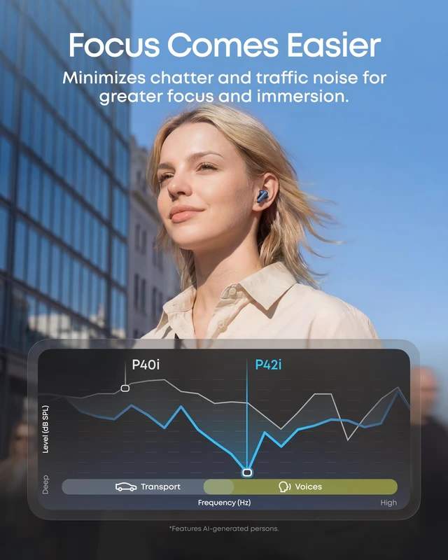 Alt view image 2 of 7 - Anker P42i Wireless Earbuds with Adaptive ANC for Daily Noise Natural Mode for Concerts & Live Events, Hi-Res Audio with LDAC, 56H playtime, AI Clear Calls, Wireless Charging, IP55