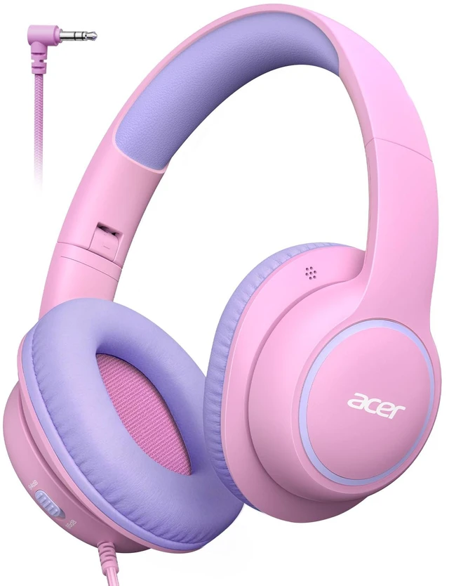 Main image of OHW328 Kids Headphones Wired for School - Over Ear Design 85/94dB Safe Volume, 3.5mm Jack Foldable Headphones for Kids Boys Girls Classroom Yoto Player Chromebook Travel PinkPurple