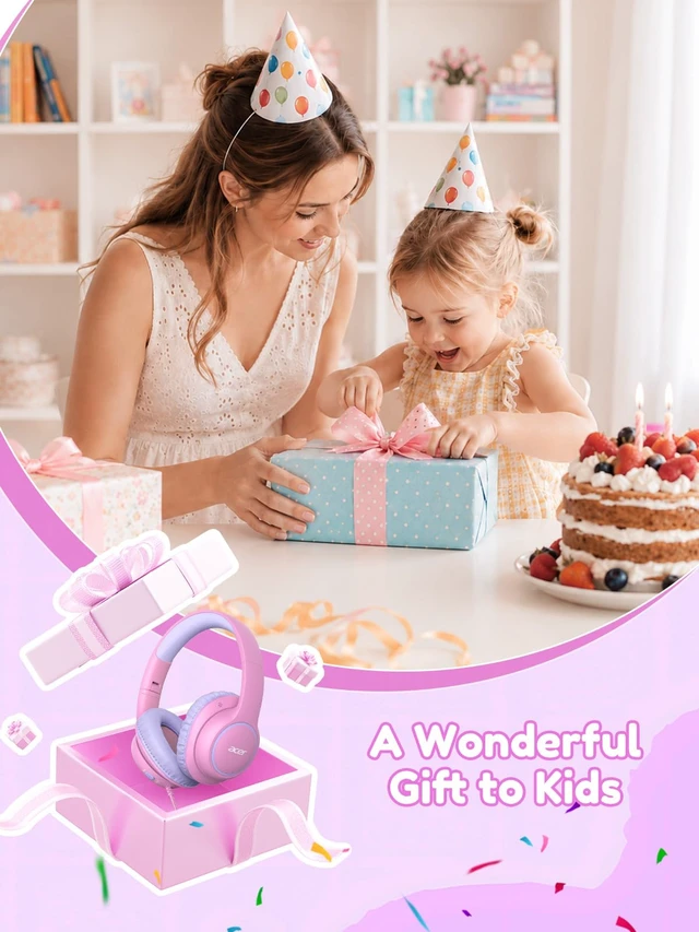 Alt view image 2 of 7 - OHW328 Kids Headphones Wired for School - Over Ear Design 85/94dB Safe Volume, 3.5mm Jack Foldable Headphones for Kids Boys Girls Classroom Yoto Player Chromebook Travel PinkPurple