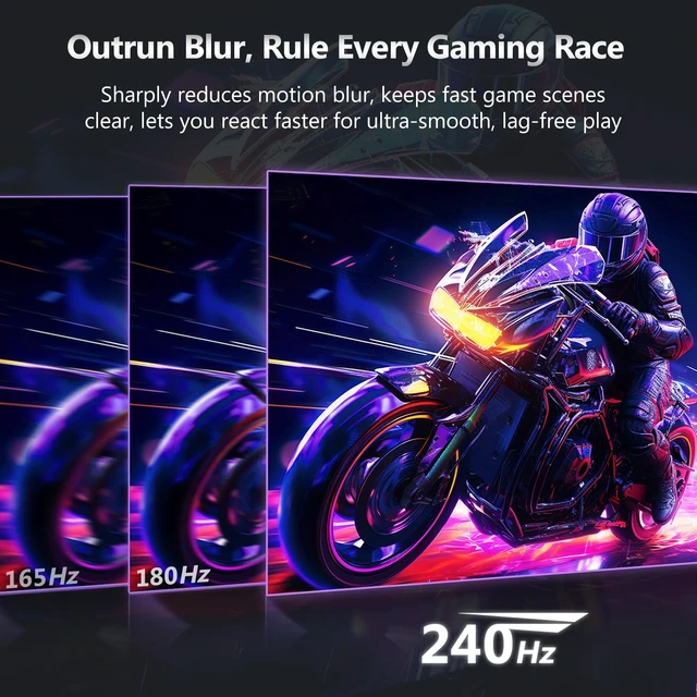 Alt view image 2 of 7 - Z-Edge 24 inch 240Hz 144Hz Gaming Monitor, FHD 1080p, IPS PC Gaming MPRT 1ms, 350nits, 16.7M Colors, 99% sRGB, UG24PJ Frameless Bezel, DP x1, HDMI x1(Black)