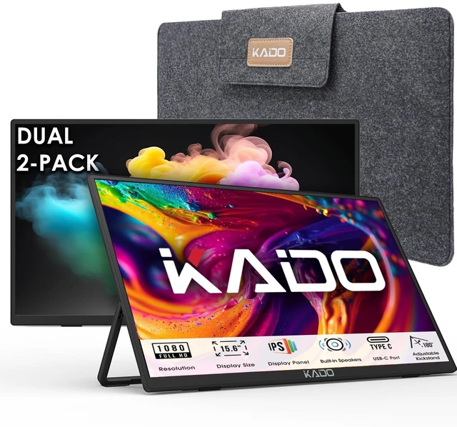 Main image of Dual Portable 2-Pack 15.6'' FHD 1080p Ultra-Slim Laptop Monitor 1920x1080 IPS Display with Built-in Speakers, 180° Kickstand Stacked Desktop Setup Office Gaming Daytrading Multi-tasking