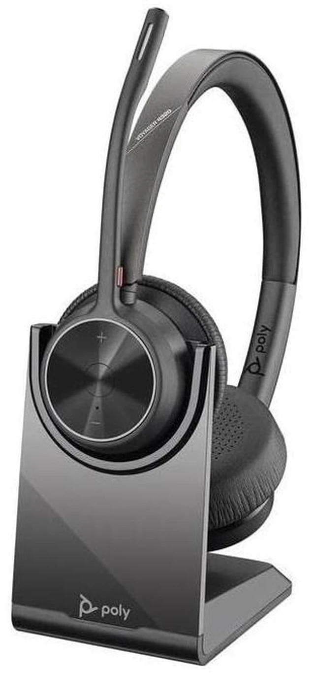 Main image of Poly - Voyager 4320 UC Wireless Headset + Charge Stand (Plantronics) - Headphones with Boom Mic - Connect to PC/Mac via USB-A Bluetooth Adapter, Cell Phone via Bluetooth - Works with Teams, Zoom &More
