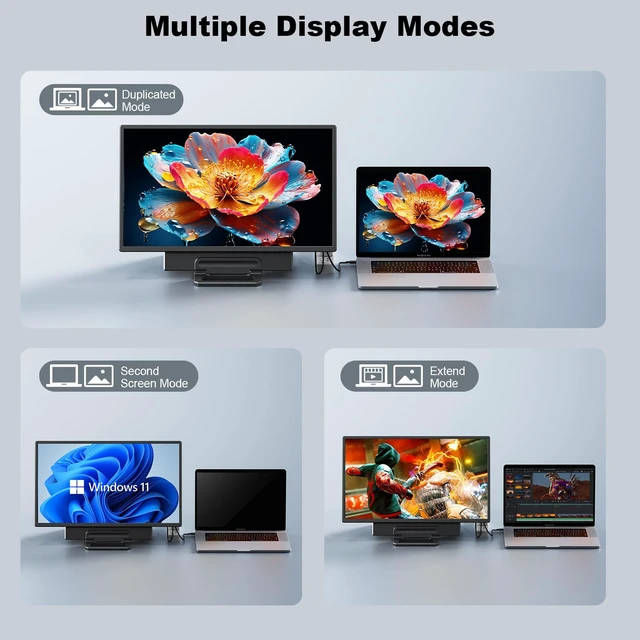 Alt view image 6 of 7 - Laptop Screen Extender, 24" Large Portable Monitor for Laptop, 1080P FHD 100HZ IPS Screen Extender Monitors for 13"-17", Travel Monitor for Mac/Windows/Chrome, Built-in Speakers