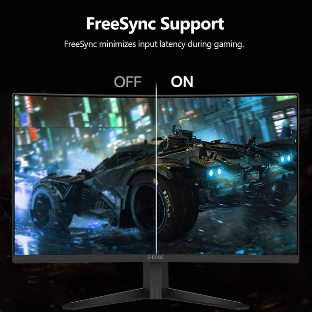 Alt view image 6 of 7 - Z-Edge 27 inch Curved Gaming Monitor, 1080P, 300Hz/240Hz Computer Screen UG27S 1500R Curved Computer Monitor, 1ms, FreeSync, Low Blue Light, Dual DP & HDMI, Metal Stand, for Office & Gaming
