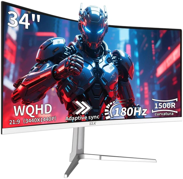 Main image of UltraWide 34 Inch Curved Monitor 1500R PC Screen 180hz Refresh Rate WQHD 3440x1440 Computer Gaming Monitor VA PanelAMD FreeSync Premium HDR10 99% sRGB VESA