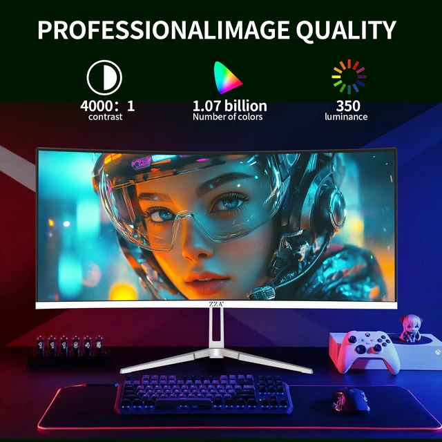 Alt view image 7 of 7 - UltraWide 34 Inch Curved Monitor 1500R PC Screen 180hz Refresh Rate WQHD 3440x1440 Computer Gaming Monitor VA PanelAMD FreeSync Premium HDR10 99% sRGB VESA