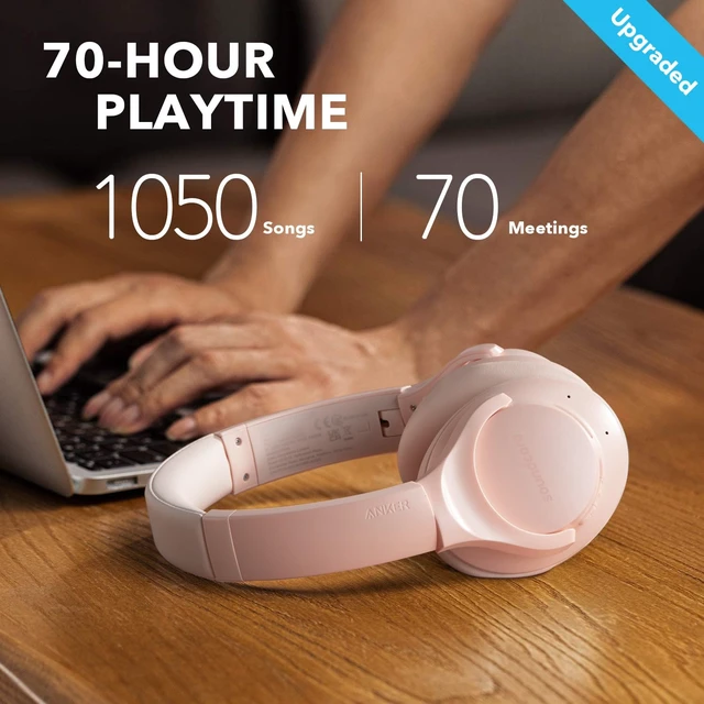 Alt view image 2 of 6 - Anker Life Q20 Hybrid Active Noise Cancelling Headphones, Wireless Over Ear Bluetooth Headphones, 60H Playtime, Hi-Res Audio, Deep Bass, Foam Ear Cups, Travel, Office, USB-C Charging
