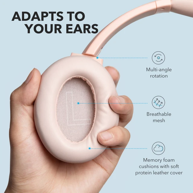 Alt view image 5 of 6 - Anker Life Q20 Hybrid Active Noise Cancelling Headphones, Wireless Over Ear Bluetooth Headphones, 60H Playtime, Hi-Res Audio, Deep Bass, Foam Ear Cups, Travel, Office, USB-C Charging