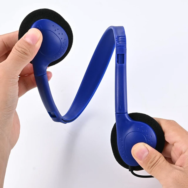 Alt view image 4 of 7 - 100 Pack Classroom Headphones Bulk for Kids School Class Set Headsets for Students Teens Toddler Childeren and Adults, Wholesale 3.5mm Pulg Wired Earphones-Upgrade (Dark Blue, 100 Pack)