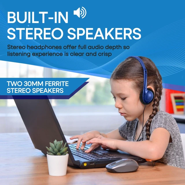 Alt view image 6 of 7 - 100 Pack Classroom Headphones Bulk for Kids School Class Set Headsets for Students Teens Toddler Childeren and Adults, Wholesale 3.5mm Pulg Wired Earphones-Upgrade (Dark Blue, 100 Pack)
