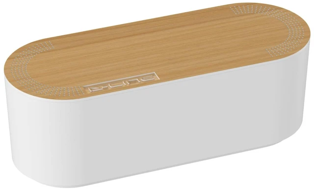 Main image of Cable Management Box, Power Strip Holder, Floor Outlet Hiders, Desk Cord Organizer, Cover TV Wires, Wire Storage, Extension Hider, Office Concealer for Cords - Small, Wood-Effect Lid