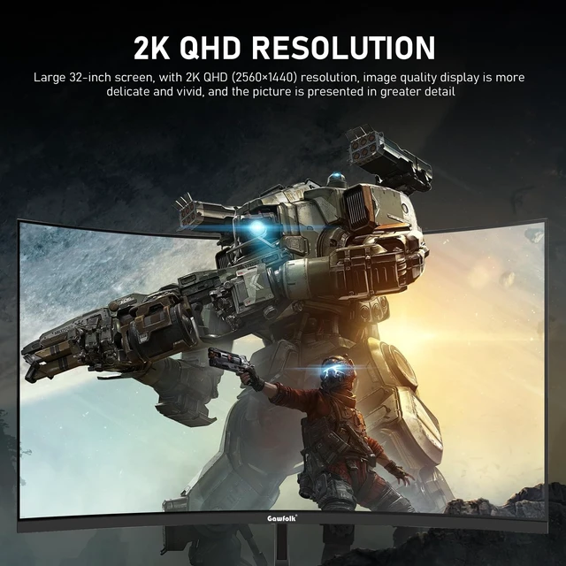 Alt view image 3 of 7 - 32 inch 2K QHD(2560×1440P) 165Hz Curved Gaming Monitor,PC Screen, 1msFreeSync, 98% sRGB178° wide viewing angleDisplayPortHDMI, Wall Mount Compatible 100*100MM Wall - Black