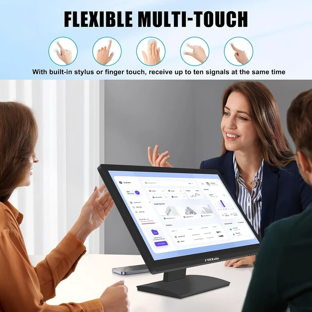 Alt view image 2 of 7 - 24 Inch Touchscreen Monitor, IPS FHD 1080P Touch PC Display, 100Hz, LED Backlit Multi-Touch Monitor, VESA, HDMI & VGA & USB Computer Touch Screen for Gaming, Business, Warehouse, Bar, Gym