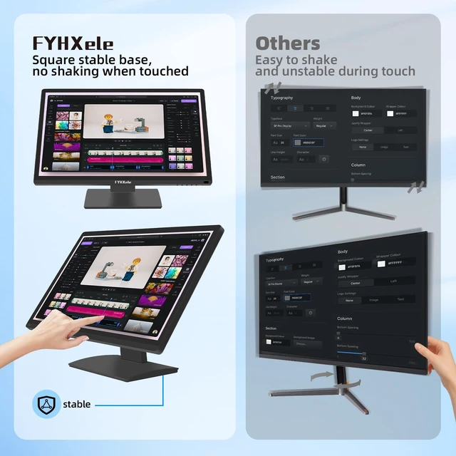 Alt view image 6 of 7 - 24 Inch Touchscreen Monitor, IPS FHD 1080P Touch PC Display, 100Hz, LED Backlit Multi-Touch Monitor, VESA, HDMI & VGA & USB Computer Touch Screen for Gaming, Business, Warehouse, Bar, Gym