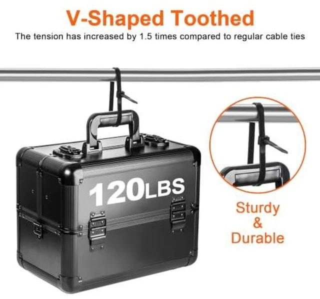 Alt view image 3 of 7 - 12" Black Zip Ties Heavy Duty, 120 LBS Test Cable Ties, 100 Pack V-Shaped Toothed Double Sided, Self-Locking,UV-Resistant,UL Listed,Durable Nylon Wire Tie, Indoor Outdoor Use,Patented Design