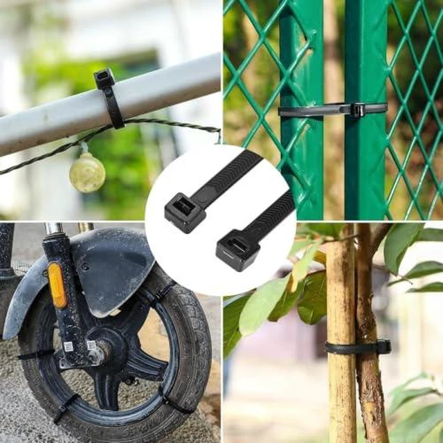 Alt view image 7 of 7 - 12" Black Zip Ties Heavy Duty, 120 LBS Test Cable Ties, 100 Pack V-Shaped Toothed Double Sided, Self-Locking,UV-Resistant,UL Listed,Durable Nylon Wire Tie, Indoor Outdoor Use,Patented Design