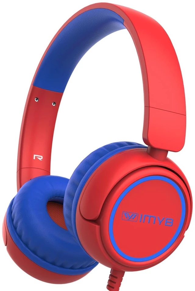 Main image of Kids Headphones Wired, Stereo Foldable Tangle-Free 3.5mm Jack Adjustable On-Ear Headphones for Kids/Toddlers/Children/Teens/Boys/Girls/School/Ipad/Tablet/Kindle/Phones/Travel/Plane (Red)