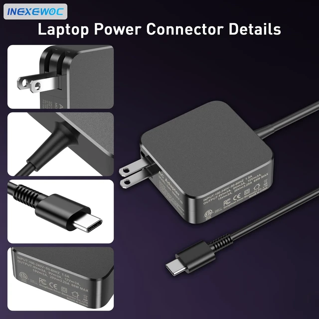 Alt view image 4 of 6 - 65W 45W USB C Laptop Charger Compatible with Asus Zenbook 14 13 S Flip, Chromebook Flip C434 C433 C302 C214, ExpertBook B9 B5 B2, Vivobook S 14 16, Type C Fast Charging Power Adapter Cord