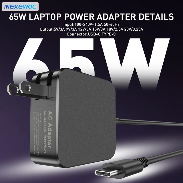Alt view image 2 of 6 - 65W 45W USB C Laptop Charger Compatible with Asus Zenbook 14 13 S Flip, Chromebook Flip C434 C433 C302 C214, ExpertBook B9 B5 B2, Vivobook S 14 16, Type C Fast Charging Power Adapter Cord