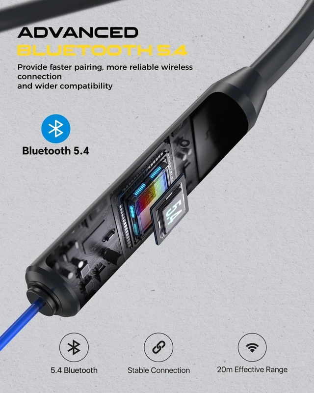 Alt view image 5 of 7 - Bluetooth Earplug Headphones, Neckband Wireless Earbuds earplugs-29db Noise Reduction isolating in-Ear earplug Earphones and Controls,IPX6 sweatproof,20+Hour Battery(Blue Orange)