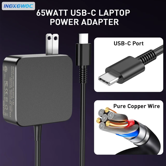 Alt view image 6 of 6 - 65W 45W USB C Laptop Charger Compatible with Asus Zenbook 14 13 S Flip, Chromebook Flip C434 C433 C302 C214, ExpertBook B9 B5 B2, Vivobook S 14 16, Type C Fast Charging Power Adapter Cord