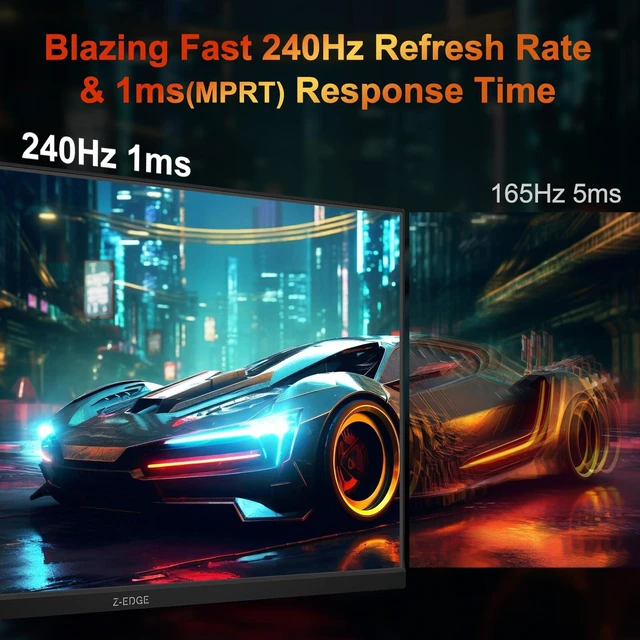 Alt view image 2 of 7 - Z-Edge 24.5 inch 240Hz 165Hz 144Hz Gaming Monitor, FHD 1080p, MPRT 1ms VA Monitor Gaming, 350nits, 16.7M Colors, 5000:1 Contrast, UG25I Frameless Bezel, DP x1, HDMI x2,for Business,Gaming