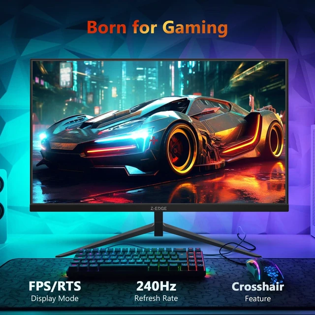Alt view image 7 of 7 - Z-Edge 24.5 inch 240Hz 165Hz 144Hz Gaming Monitor, FHD 1080p, MPRT 1ms VA Monitor Gaming, 350nits, 16.7M Colors, 5000:1 Contrast, UG25I Frameless Bezel, DP x1, HDMI x2,for Business,Gaming