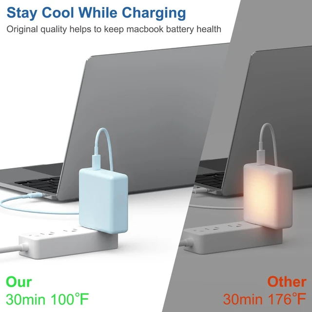 Alt view image 3 of 7 - Mac Book Pro Air Charger with 10FT Extra Long Type C Charging Cable, Blue 118W 96W 87W 61W USB Type C(USB-C) Fast Power Adapter, Compatible with MacBook Air Pro and All USB-C Devices