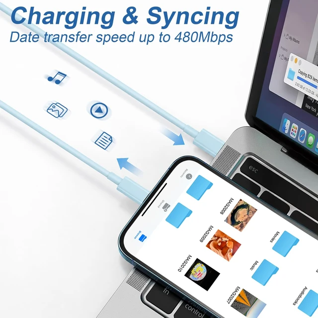 Alt view image 5 of 7 - Mac Book Pro Air Charger with 10FT Extra Long Type C Charging Cable, Blue 118W 96W 87W 61W USB Type C(USB-C) Fast Power Adapter, Compatible with MacBook Air Pro and All USB-C Devices