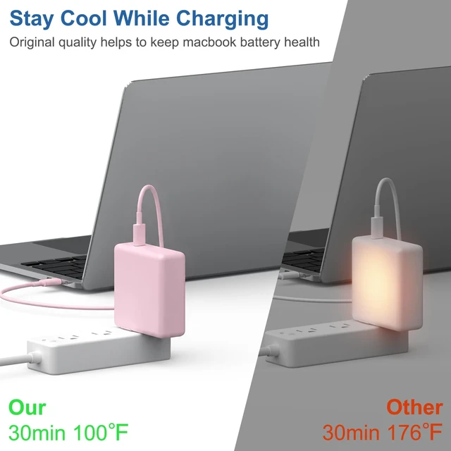 Alt view image 2 of 7 - Mac Book Pro Air Charger with 10FT Extra Long Type C Charging Cable, Pink 118W 96W 87W 61W USB Type C(USB-C) Fast Power Adapter, Compatible with MacBook Air Pro and All USB-C Devices