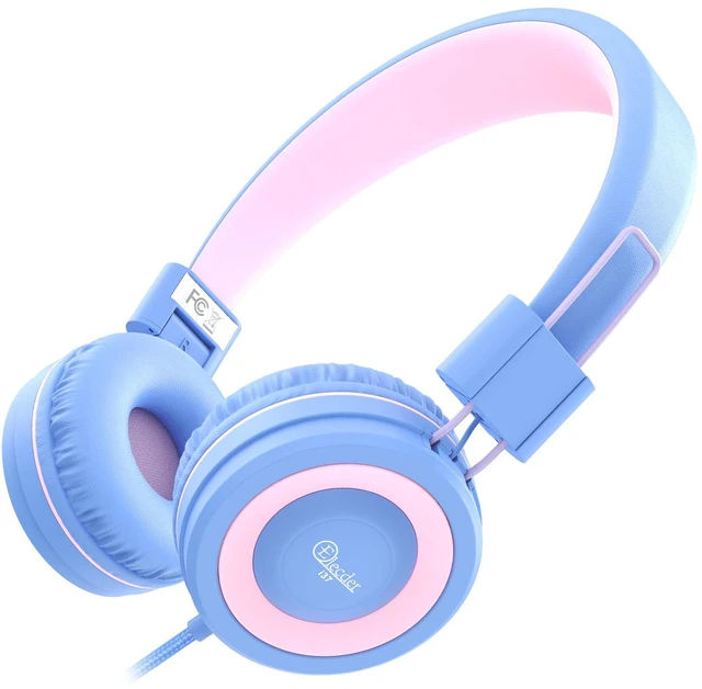 Main image of i37 Kids Headphones for School Child Girls Boys Teens, Purple/Pink Foldable Adjustable Lightweight, 3.5mm Audio Jack On Ear Headphones for Smartphones Chromebook Computer PC Tablets Travel