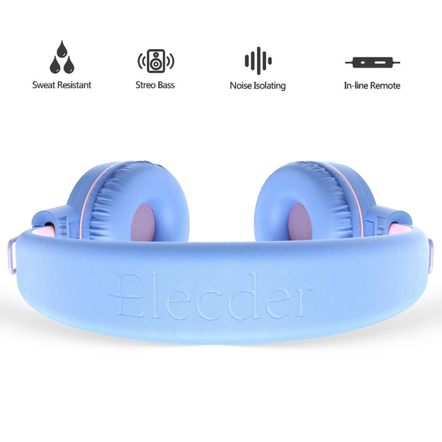 Alt view image 3 of 6 - i37 Kids Headphones for School Child Girls Boys Teens, Purple/Pink Foldable Adjustable Lightweight, 3.5mm Audio Jack On Ear Headphones for Smartphones Chromebook Computer PC Tablets Travel