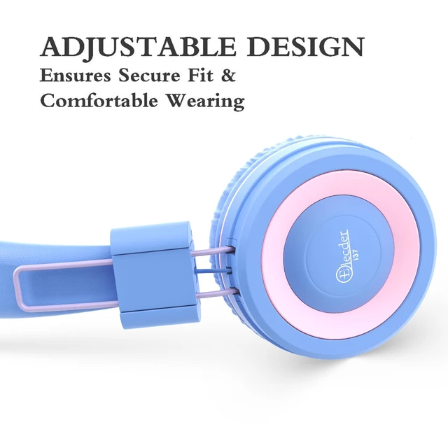 Alt view image 5 of 6 - i37 Kids Headphones for School Child Girls Boys Teens, Purple/Pink Foldable Adjustable Lightweight, 3.5mm Audio Jack On Ear Headphones for Smartphones Chromebook Computer PC Tablets Travel