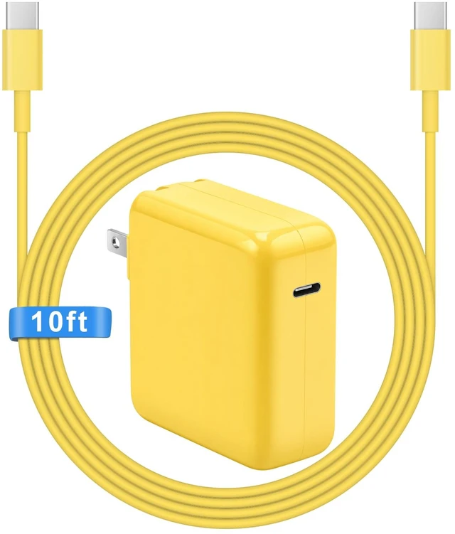Main image of 10FT Mac Book Pro Air Charger, Long Type C Charging Cable with 96W 87W 61W USB Type C(USB-C) Fast Power Adapter, Compatible with MacBook Air Pro and All USB-C Devices, Yellow