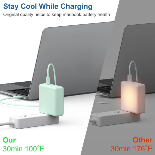 Alt view image 3 of 7 - Mac Book Pro Air Charger with 10FT Extra Long Type C Charging Cable, Green 118W 96W 87W 61W USB Type C(USB-C) Fast Power Adapter, Compatible with MacBook Air Pro and All USB-C Devices