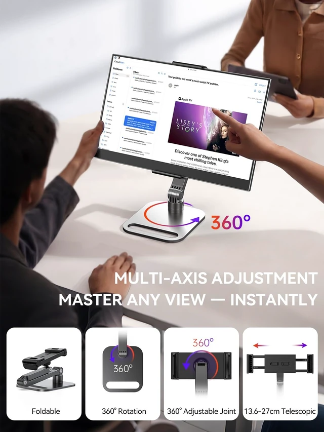 Alt view image 2 of 7 - Portable Monitor, 14" 125% sRGB Ultra-Slim Laptop Display 1200P, 2000:1 Contrast, VESA Support, Stand Included, USB-C & Mini HDMI External Screen for Laptop, Gaming & Travel