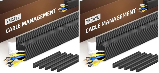 Main image of 12 Pack Cable Management, Cord Organizer, Cable Organizer, Adhesive Mount Cord Organizer for Desk, No-Drill Desk Wire Management for Home Office, Baby proofing, Black