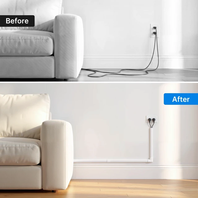 Alt view image 5 of 7 - TV Cord Hider, 630in Cord Covers for 3-4 Wires on Wall, Large Cable Hider Cable Management, Easy Set up Wire Hiders Wire Covers for Cords on Wall, TV Cables Cover Raceway, W1.18 H0.67in, White