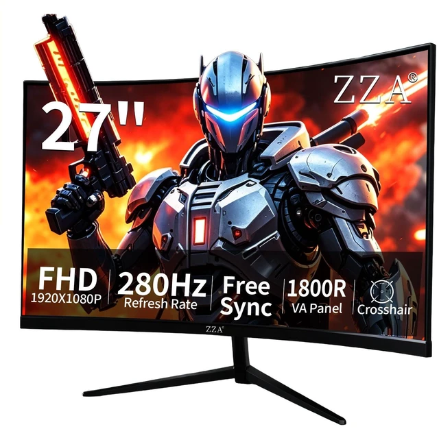 Main image of 27 Inch Curved Gaming Monitor 280Hz, FHD 1080P PC Monitor, 1ms Gamer Screen, AMD FreeSync Premium, 100% sRGB, VESA Mountable, Eye Care Computer Monitor for Gaming Home Office
