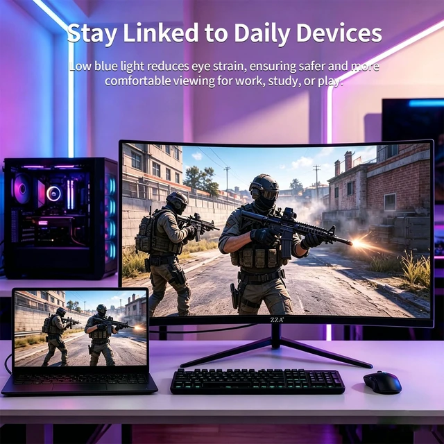 Alt view image 6 of 7 - 27 Inch Curved Gaming Monitor 280Hz, FHD 1080P PC Monitor, 1ms Gamer Screen, AMD FreeSync Premium, 100% sRGB, VESA Mountable, Eye Care Computer Monitor for Gaming Home Office