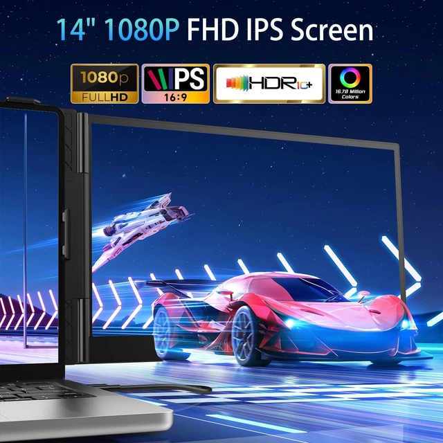 Alt view image 2 of 7 - Laptop Screen Extender, 14.2" Ultra-Slim Triple Portable Monitor, 1080P FHD IPS Display, USB-C/HDMI Plug & Play, Monitor Extender for 13-17.3" Laptops, Mac/Windows/Chrome