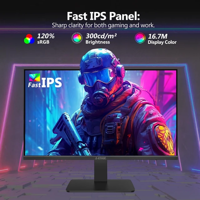 Alt view image 4 of 7 - Z-Edge 27 inch 180Hz 165Hz Gaming Monitor, FHD 1080p, MPRT 1ms IPS Monitor Gaming, 300nits, 16.7M Colors, 120% sRGB, UG27F Frameless Bezel, DP x1, HDMI x1, for Gaming, WorK